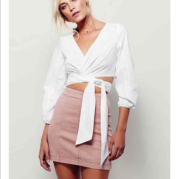 Free people modern femme denim mini in blush